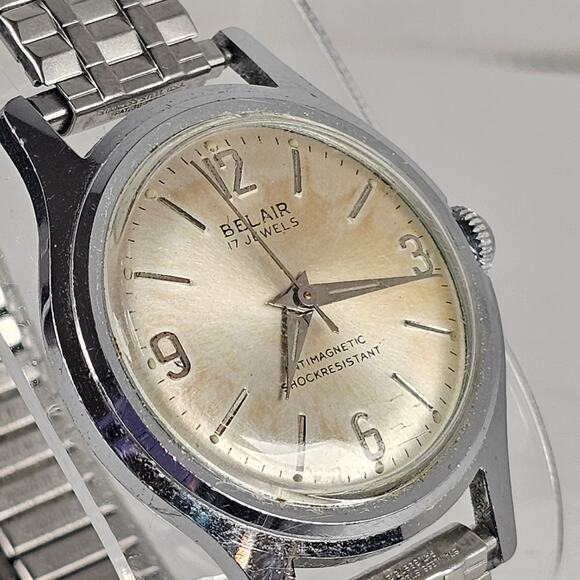 Belair 17 Jewels Watch Antimagnetic Shockresistant Vintage Stretch Band Tested - Picture 4 of 16